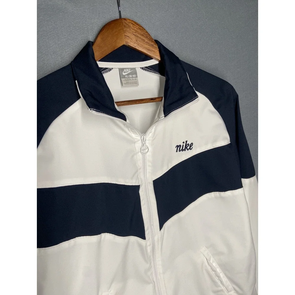 Nike Women's Full Zip Colorblock Track Jacket White/Navy XL 16-18